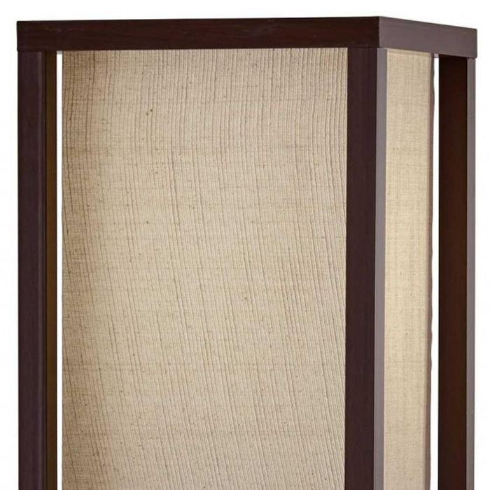 63" Brown Column Floor Lamp With Beige Fabric Square Shade