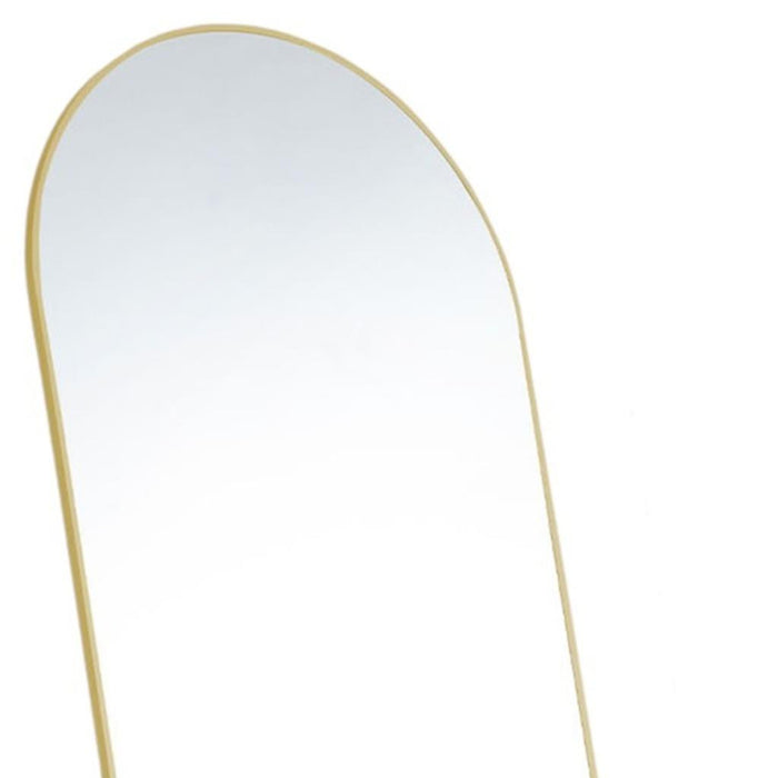 63" Gold Metal Arch Wall Mounted Leaning And Freestanding Framed Standing Mirror