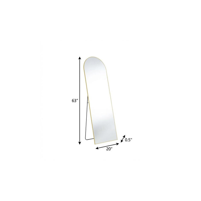 63" Gold Metal Arch Wall Mounted Leaning And Freestanding Framed Standing Mirror