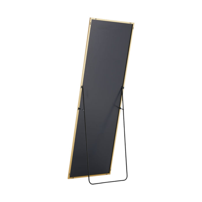63" Gold Metal Wall Mounted Leaning And Freestanding Framed Standing Mirror