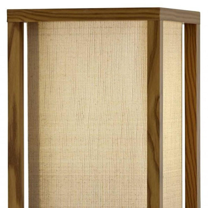 63" Natural Solid Wood Column With Brown Fabric Shade