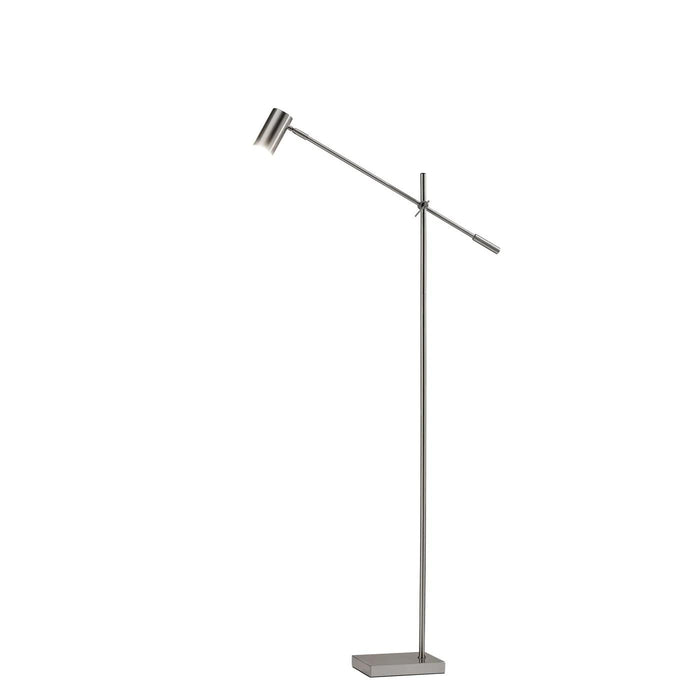 63" Silver LED Task Floor Lamp With Silver Metal Drum Shade
