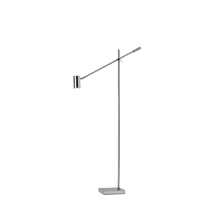63" Silver LED Task Floor Lamp With Silver Metal Drum Shade