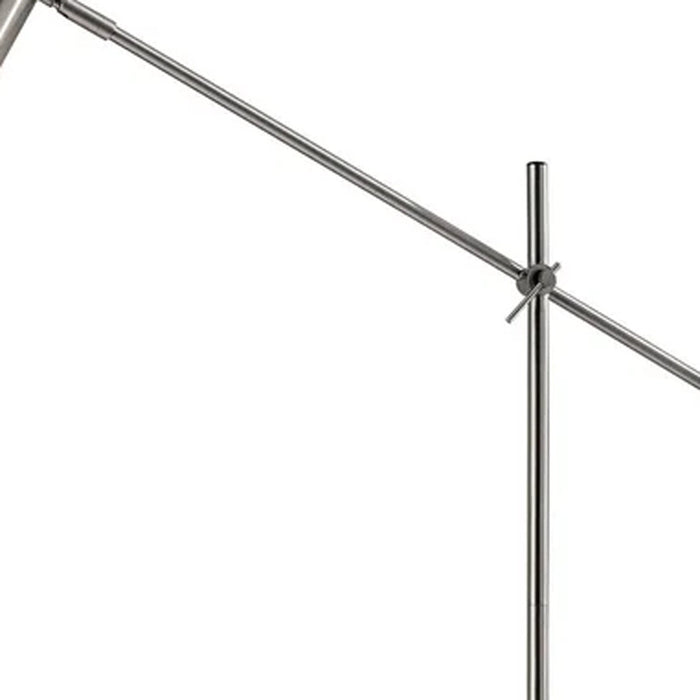63" Silver LED Task Floor Lamp With Silver Metal Drum Shade