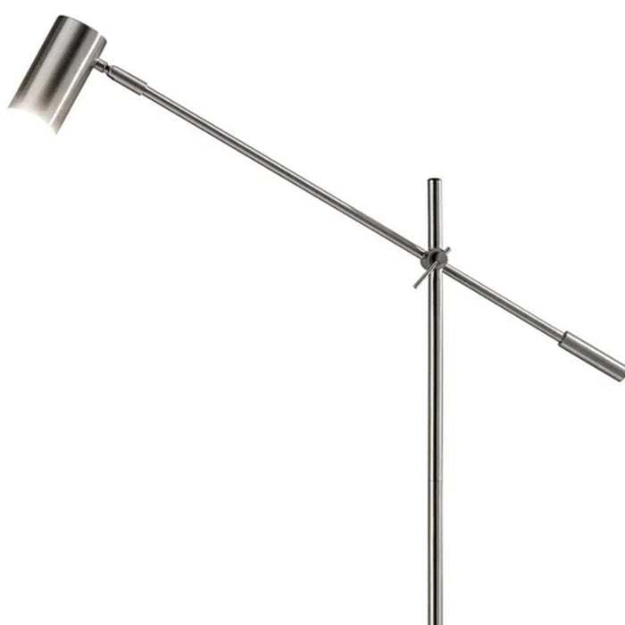 63" Silver LED Task Floor Lamp With Silver Metal Drum Shade