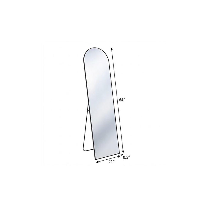 64" Black Aluminum Arch Freestanding And Wall Mounted Framed Full Length Mirror