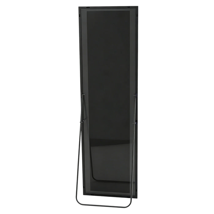 64" Black Aluminum Freestanding And Wall Mounted Framed Full Length Mirror