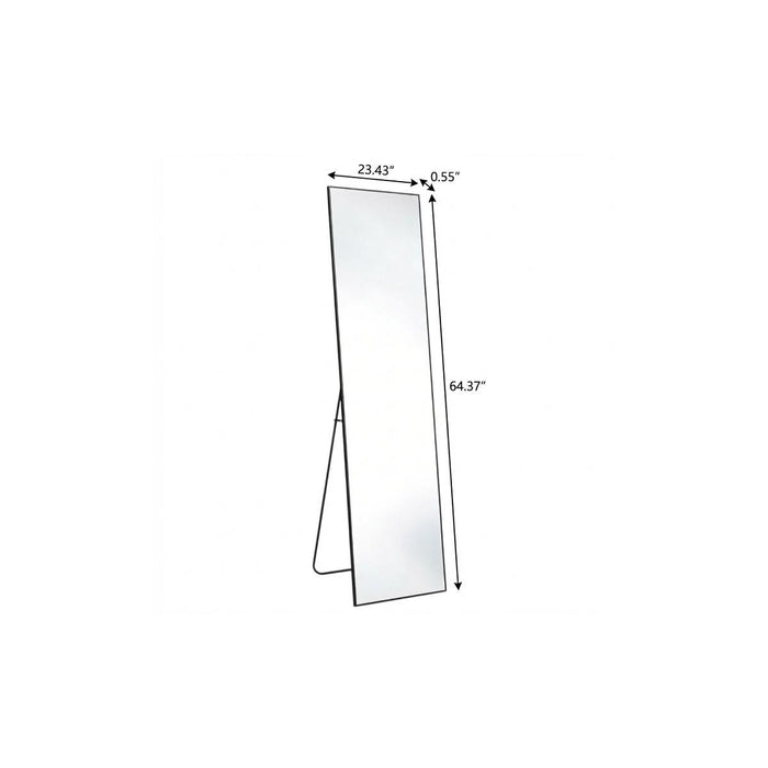 64" Black Aluminum Freestanding And Wall Mounted Framed Full Length Mirror