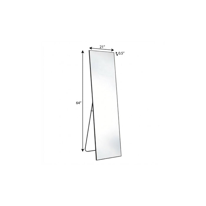 64" Black Aluminum Freestanding And Wall Mounted Framed Full Length Mirror
