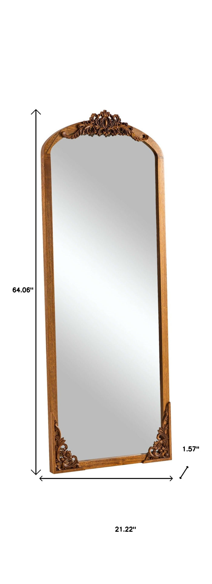 64" Brown Solid Wood Framed Full Length Mirror