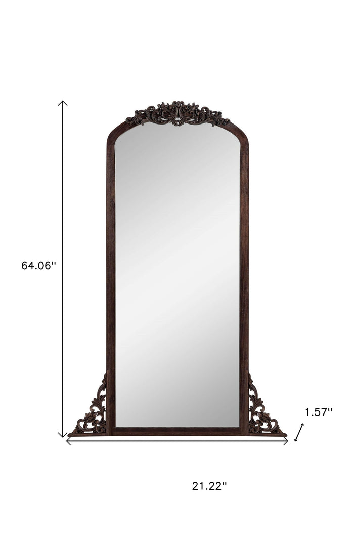 64" Brown Solid Wood Framed Full Length Mirror