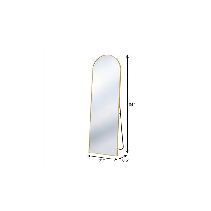 64" Gold Aluminum Arch Freestanding And Wall Mounted Framed Full Length Mirror