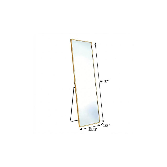 64" Gold Aluminum Freestanding And Wall Mounted Framed Full Length Mirror