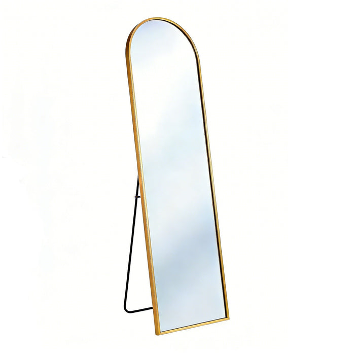 66" Gold Aluminum Arch Wall Mounted And Freestanding Framed Full Length Mirror
