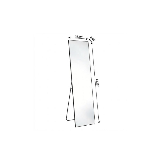 67" Black Aluminum Freestanding And Wall Mounted Framed Full Length Mirror