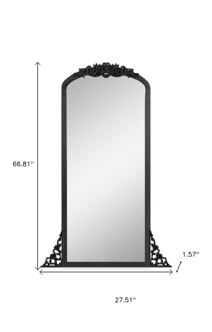 67" Black Solid Wood Framed Full Length Mirror