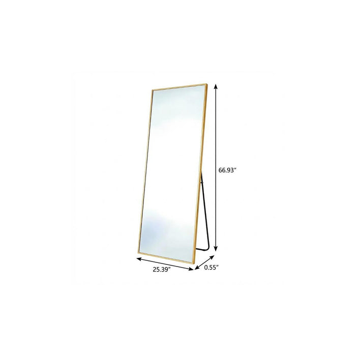 67" Gold Aluminum Freestanding And Wall Mounted Framed Full Length Mirror