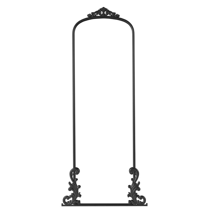 68" Black Metal Arch Framed Full Length Mirror