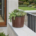 7" Brown and Ivory Textural Tone On Tone Recycled Plastic Indoor Outdoor Round Pot Planter