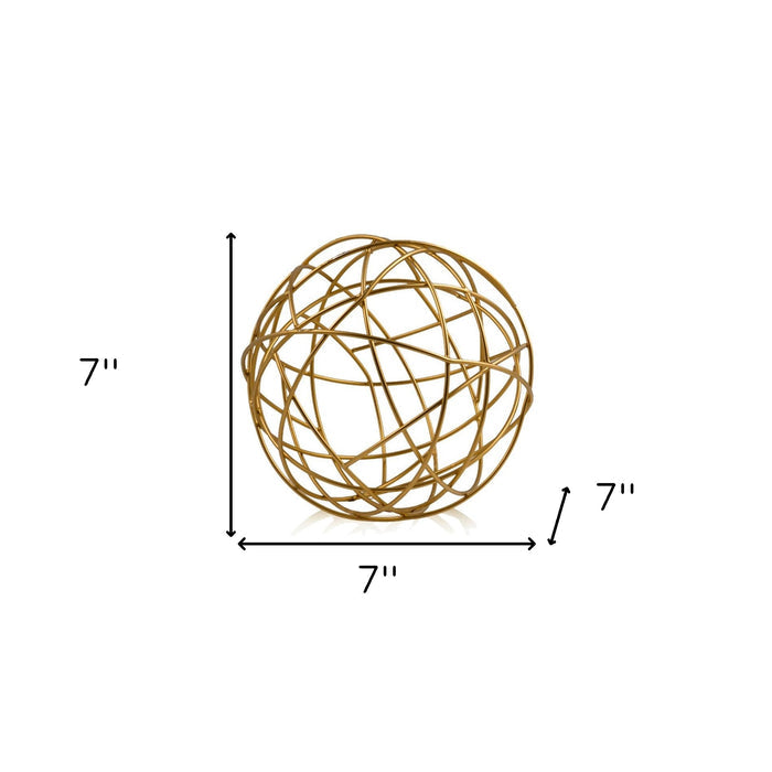 7" Gold Aluminum Decorative Orb Tabletop Sculpture
