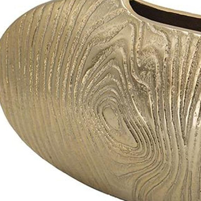 7" Gold Aluminum Oval Disc Table Vase