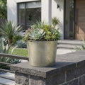 7" Gray Recycled Plastic Indoor Outdoor Round Pot Planter