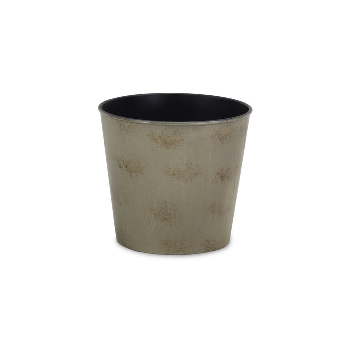 7" Gray Recycled Plastic Indoor Outdoor Round Pot Planter