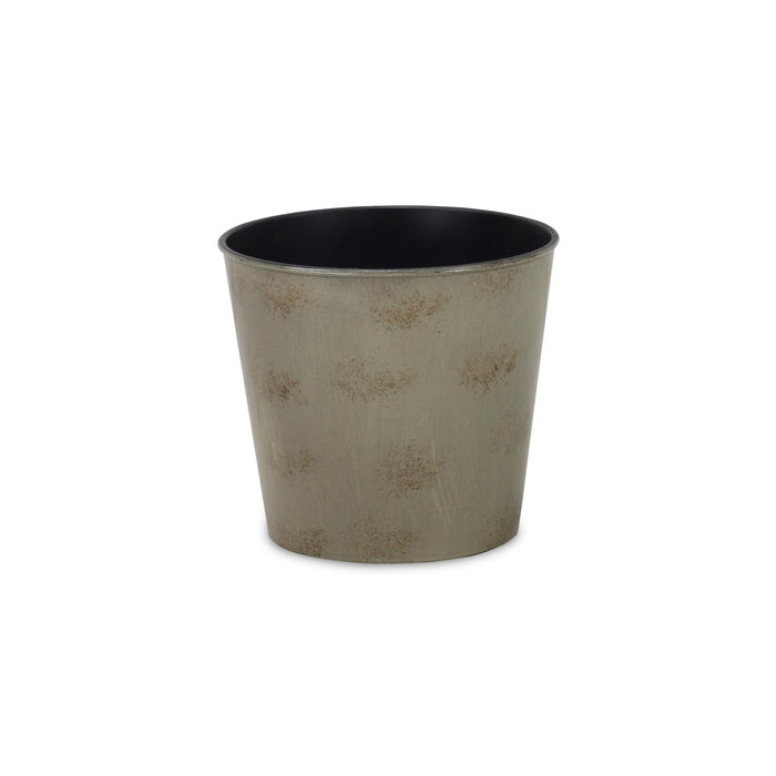 7" Gray Recycled Plastic Indoor Outdoor Round Pot Planter
