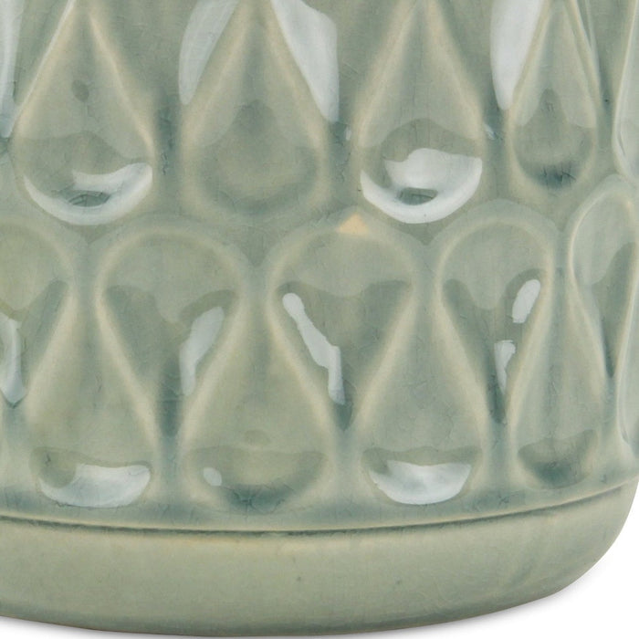 7" Green Geometric Ceramic Indoor Outdoor Round Pot Planter