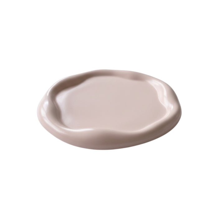7" Pale Pink Resin Handmade Round Trinket Tray