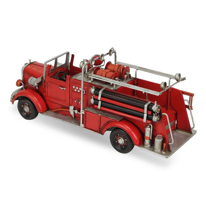 7" Red Metal Hand Painted Truck Figurine