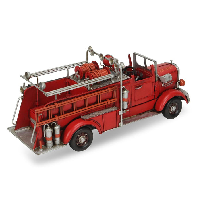 7" Red Metal Hand Painted Truck Figurine