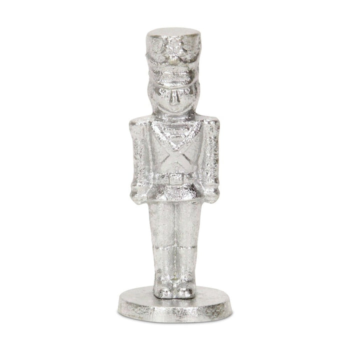7" Silver Cast Iron Christmas Nutcracker Hand Painted Figurine