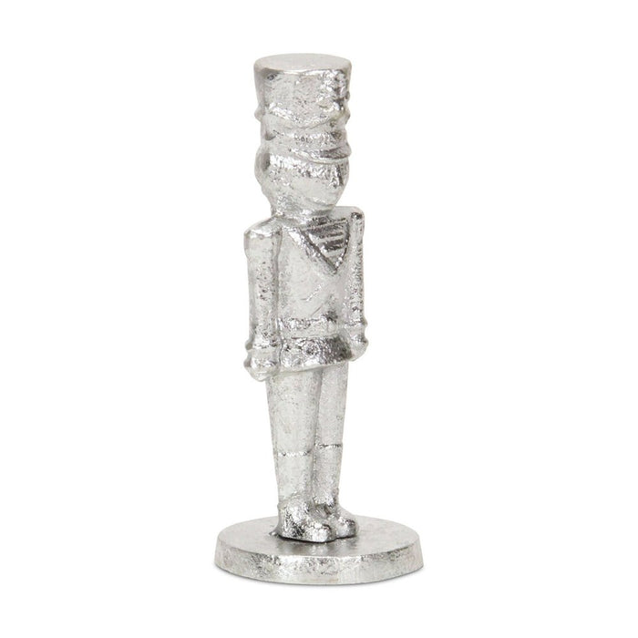 7" Silver Cast Iron Christmas Nutcracker Hand Painted Figurine