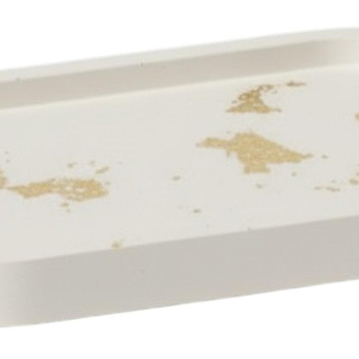 7" White And Gold Resin Handmade Oval Trinket Tray