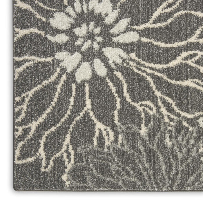 7' X 10' Blue And Gray Floral Area Rug
