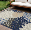 7' X 10' Blue And Gray Indoor Outdoor Area Rug