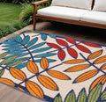 7' X 10' Ivory And Blue Floral Indoor Outdoor Area Rug