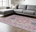 7' X 10' Light Gray And Pink Medallion Area Rug