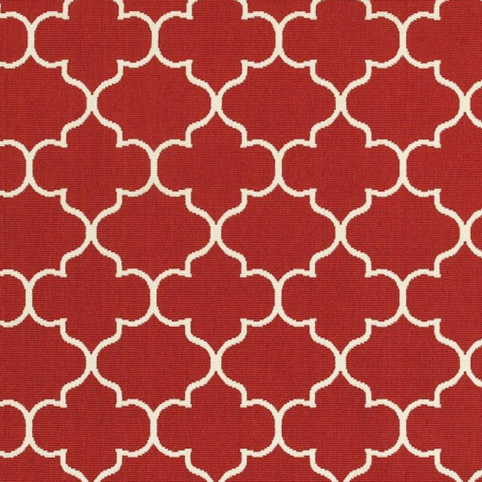 7' X 10' Red And Ivory Indoor Outdoor Area Rug