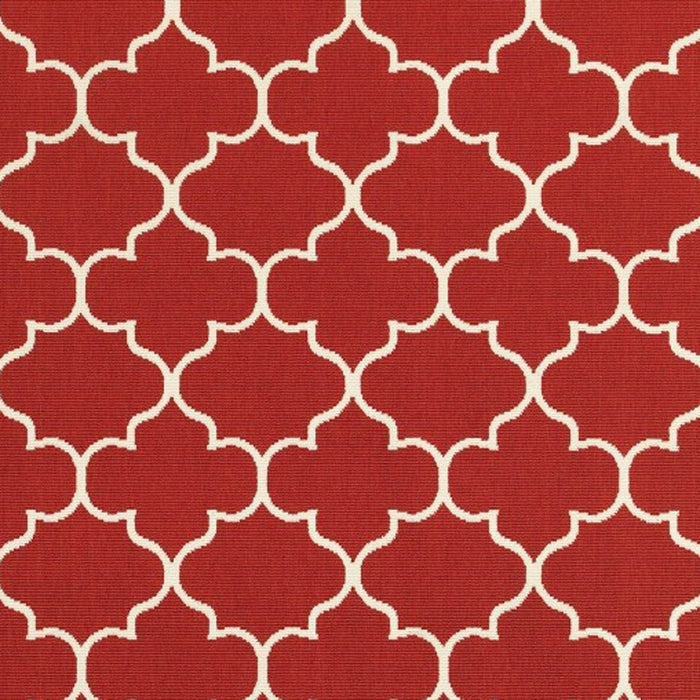 7' X 10' Red And Ivory Indoor Outdoor Area Rug