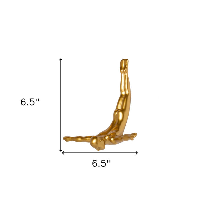 7" X 7" Gold Resin Diving Man Hanging Dimensional Sculpture