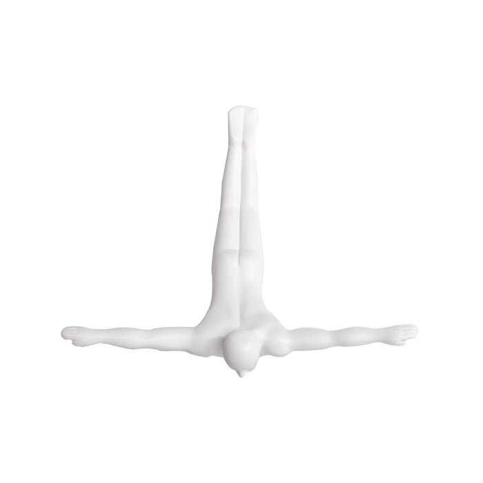 7" X 7" White Resin Diving Man Hanging Dimensional Sculpture