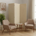 71" Beige Folding Three Panel Screen Room Divider
