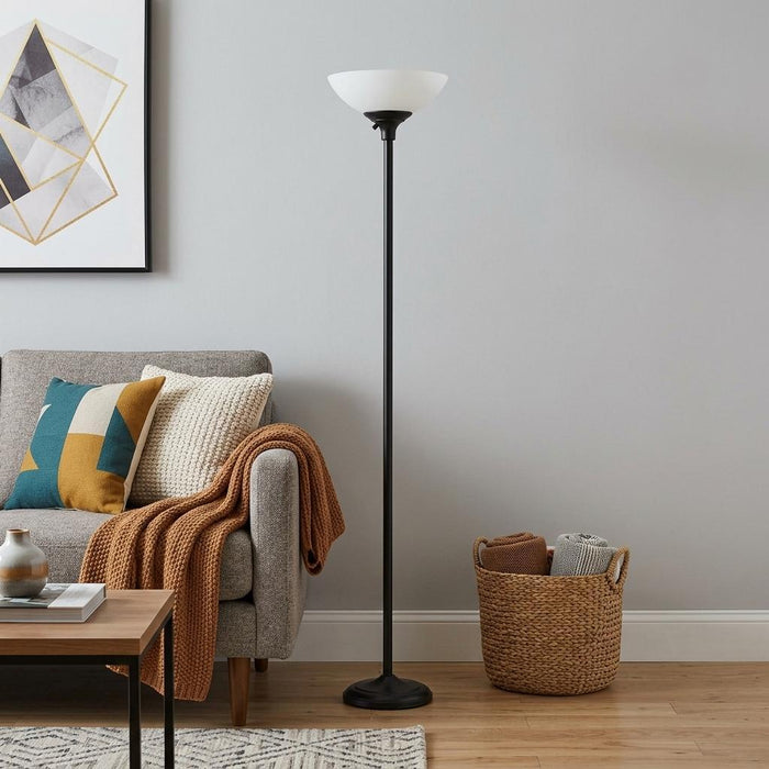 71" Black And White With White Plastic Shade