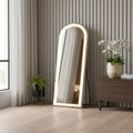 71" Clear Arch Lighted Freestanding and Wall Mount Frameless Full Length Mirror