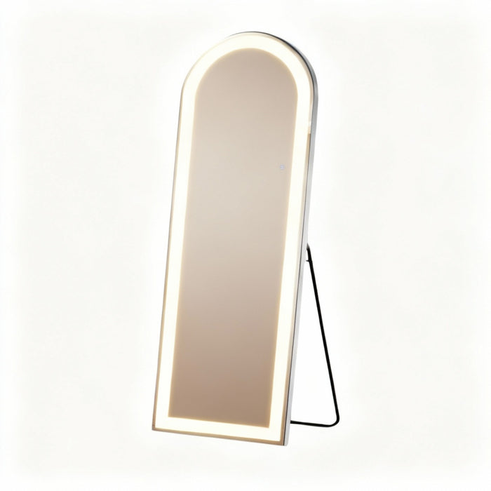 71" Clear Arch Lighted Freestanding and Wall Mount Frameless Full Length Mirror