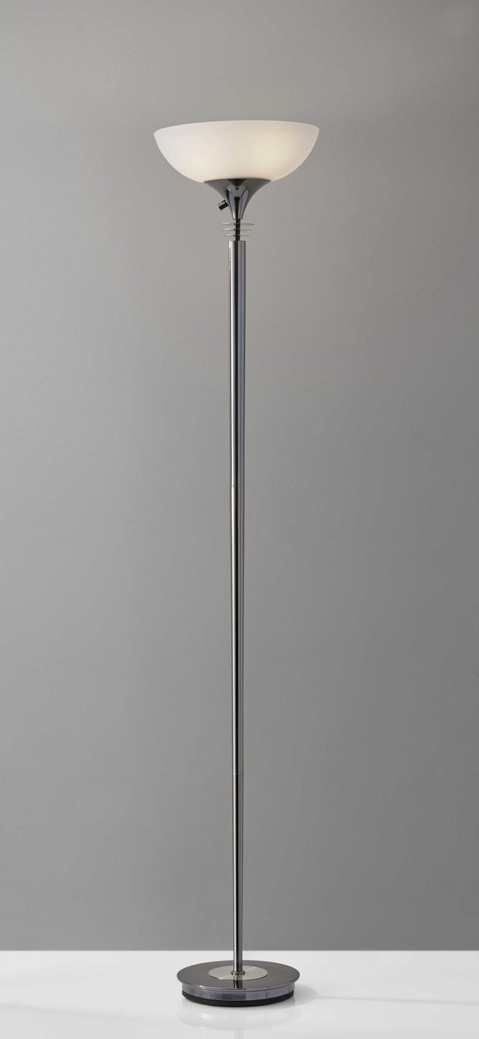 72" Black And White With White Glass Shade