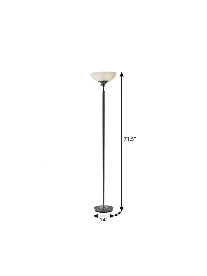 72" Black And White With White Glass Shade
