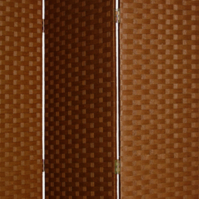 72" Dark Brown Folding Three Panel Screen Room Divider